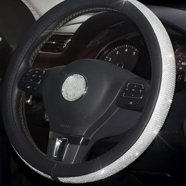 Funda de Volante con Cristales — Estilo Diamante para Coche