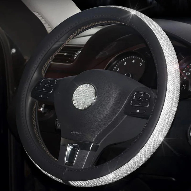 Funda de Volante con Cristales — Estilo Diamante para Coche