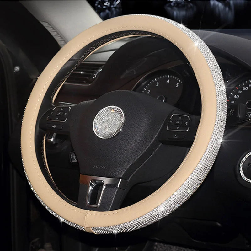 Funda de Volante con Cristales — Estilo Diamante para Coche