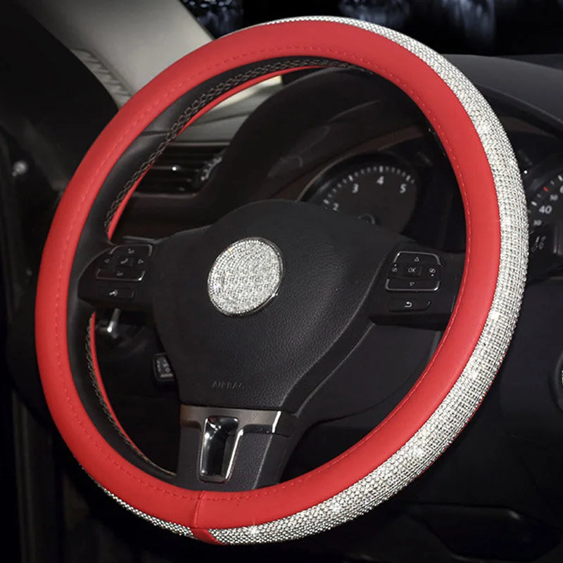 Funda de Volante con Cristales — Estilo Diamante para Coche