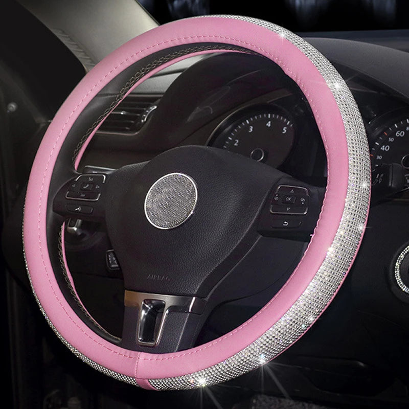 Funda de Volante con Cristales — Estilo Diamante para Coche