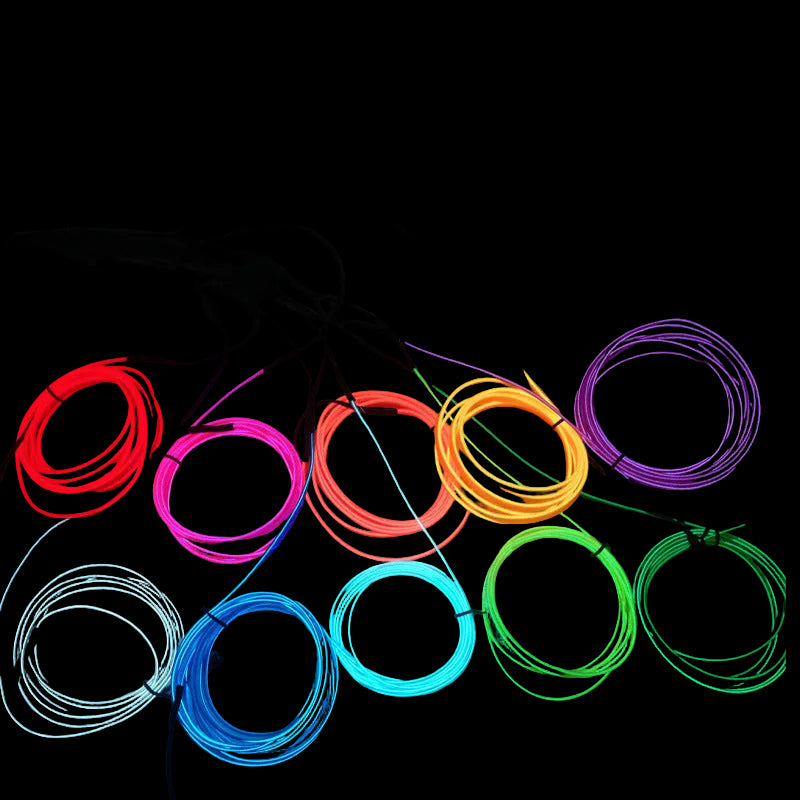 Tiras LED Neón para Interior de Coche — Luz Ambiental 1-3m con 10 Colores