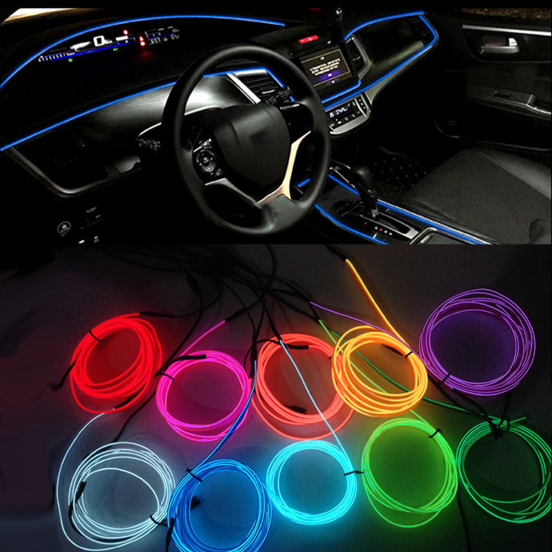 Tiras LED Neón para Interior de Coche — Luz Ambiental 1-3m con 10 Colores