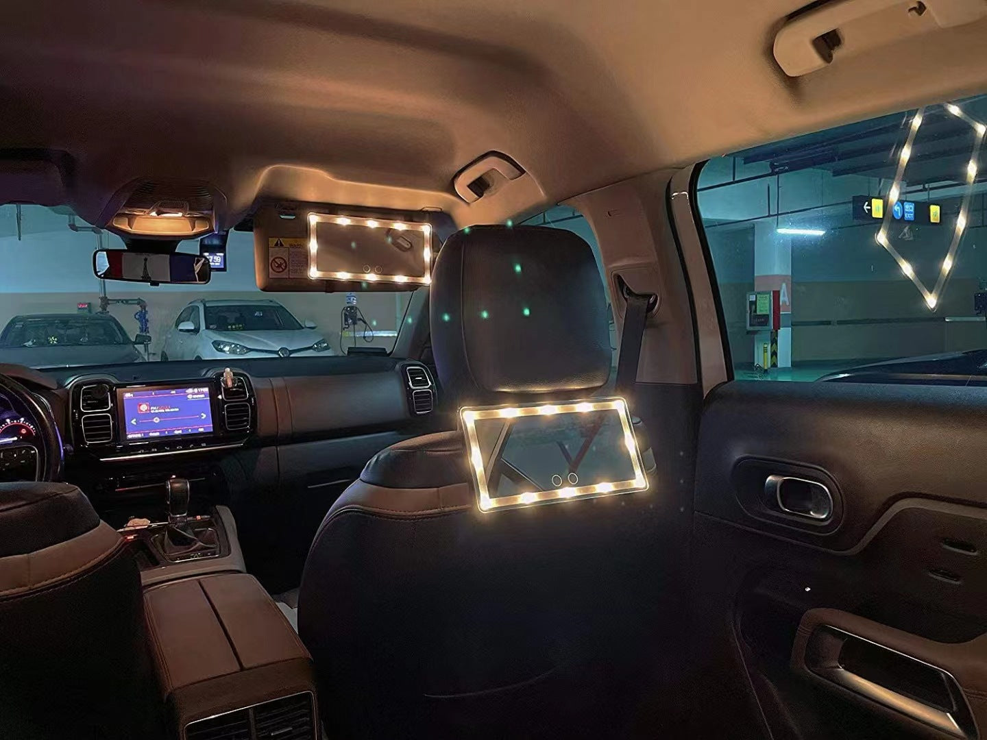 Espejo de Maquillaje LED para Coche - Iluminación Profesional para Parasol