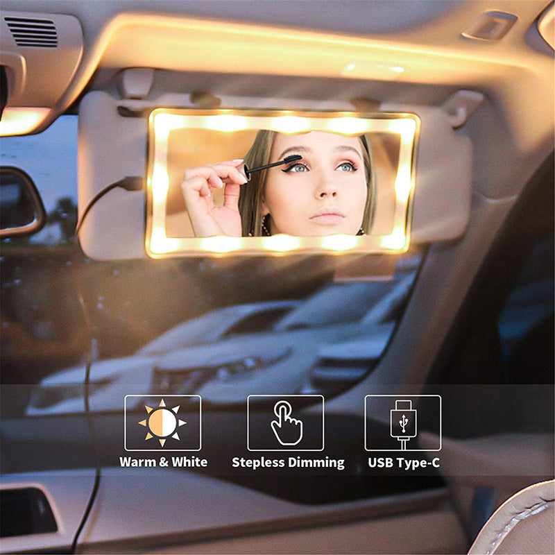 Espejo de Maquillaje LED para Coche - Iluminación Profesional para Parasol