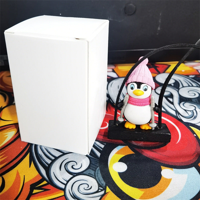 Pingüino Esquiador - Colgante de Retrovisor con Función de Aromaterapia