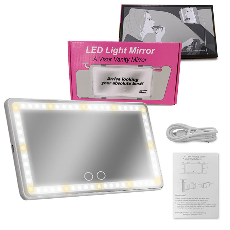 Espejo de Maquillaje LED para Coche - Iluminación Profesional para Parasol